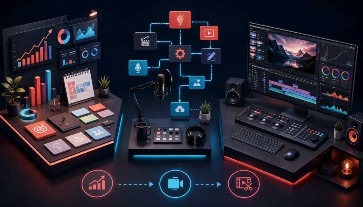 Trois parcours d'apprentissage YouTube : stratégie de chaîne, production faceless et montage vidéo professionnel