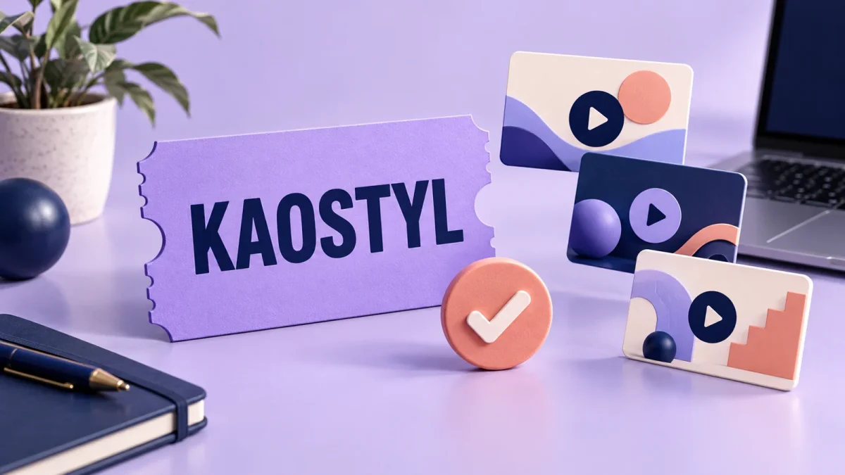 Code promo Reflare KAOSTYL sur un coupon illustré, accompagné de cartes de miniatures vidéo